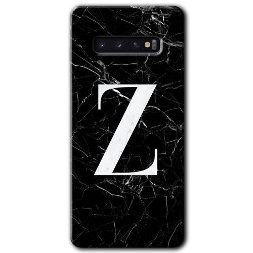 Galaxy S10 Kılıf HD Desen Baskılı Arka Kapak - Siyah Mermer Desenli Z Harfi