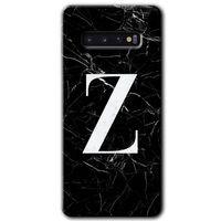 Galaxy S10 Kılıf HD Desen Baskılı Arka Kapak - Siyah Mermer Desenli Z Harfi
