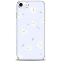iPhone 7 Kılıf HD Baskılı Kılıf - Beyaz Papatyalar + Tam Ekran Koruyucu