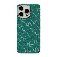 Apple iPhone 16 Pro Max Kılıf M-safe Şarj Özellikli Aramid Karbon Fiber Pitaka Tactile Woven Monogram Serisi Kapak