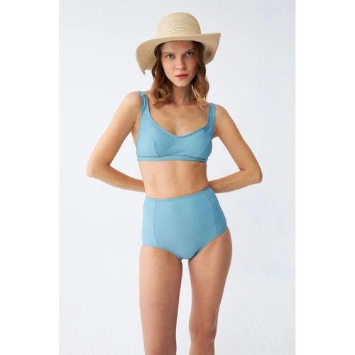 Kadın Basic Turkuaz Pedli Yüksek Bel Bikini Takımı
