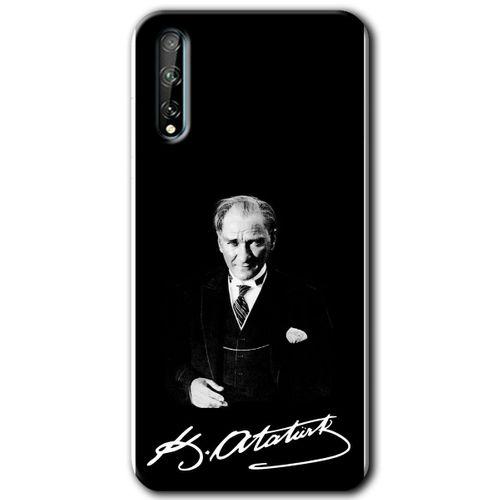 Huawei Y8P Kılıf Kapak - Atatürk İmza +Hayalet Ekran Yandan Gözükmez