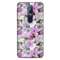 Nokia 7.1 Kılıf Kelebek Etkisi (15) Antişok Kılıf Mor Beyaz