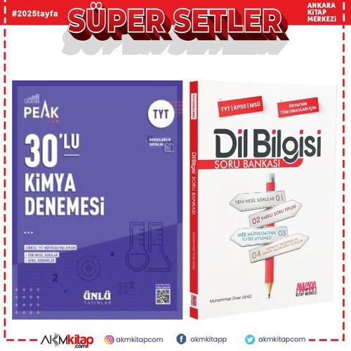 Ünlü Yayıncılık TYT Kimya Best Peak 30 lu Denemesi ve AKM Dil Bilgisi Soru Bankası Seti 2 Kitap
