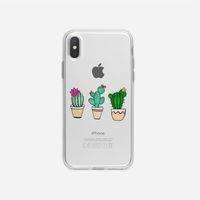 iPhone Xs Max Kaktüs Desenli Şeffaf Telefon Kılıfı