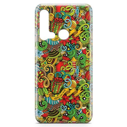 Huawei P20 Lite 2019 Kılıf Doodle Happy New Year Arka Kapak Koruma Desenli Full Koruyucu