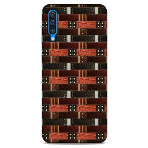 Samsung Galaxy A50 Kılıf Patchwork (19) Kılıfları Kahve Turuncu