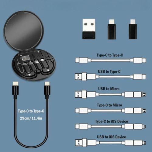 Angel Of Life® 60w Destekli Kablo Kutusu Seyahat Kablo Seti 5'i 1 arada USB Type-C Şarj Kablosu Seti