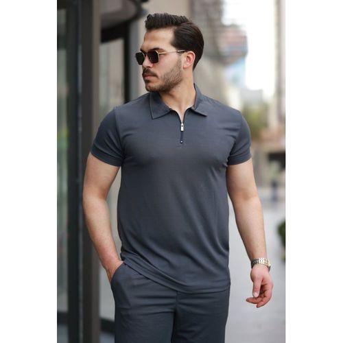 Erkek Yakalı Fermuarlı T-shirt şort Ikili Takım