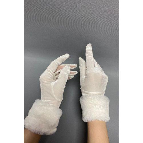 İpek Kadife Kürklü Eldiven