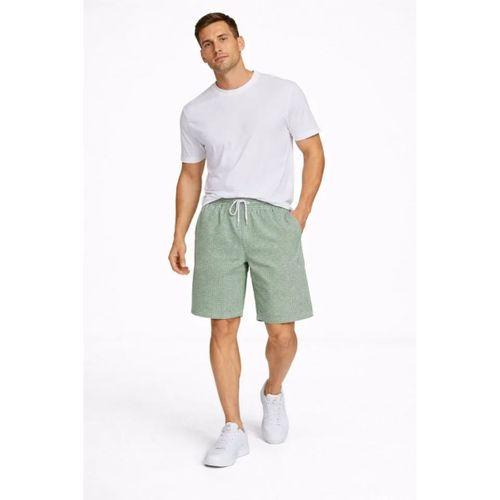 Erkek Pötikareli Şort – Beli Lastikli Bağcıklı, Cepli, Rahat Kesim Günlük Yazlık Şort - Mint Yeşili