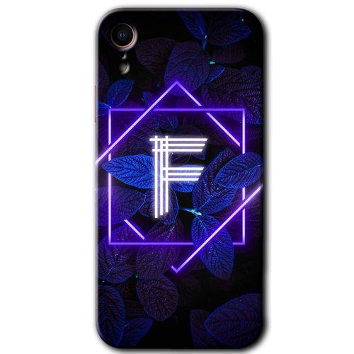 MRCİLETİSİM iPhone XR Kılıf Baskılı Kapak - Dark Neon Yaprak F Harfi + 5D Tam Kaplayan Cam