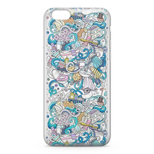 Apple iPhone 6 6s Kılıf Doodle Banyo Aksesuarları Arka Kapak Koruma Desenli Full Koruyucu