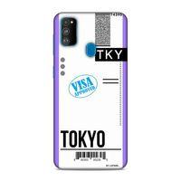 Samsung Galaxy M30S Kılıf Uçak Bileti Tokyo Arka Kapak Koruma Desenli Full Koruyucu