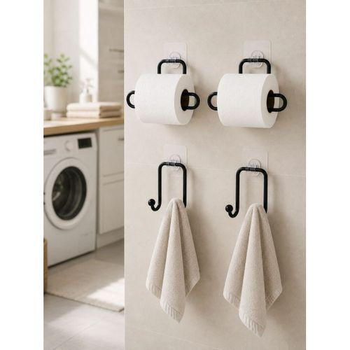 Pratik Banyo Düzenleme Seti 2 Adet Rulo Kağıt Tutucu 2 Adet Havlu Askılığı