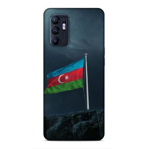 Oppo Reno 6 4G Uyumlu Kılıf Azarbaijan (27) Tasarımlı Kılıf Mavi Beyaz