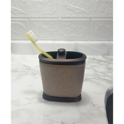 2 Adet Diş Fırçalık Bronz Kumlu Poliresin 10X12X5Cm Banyo Seti