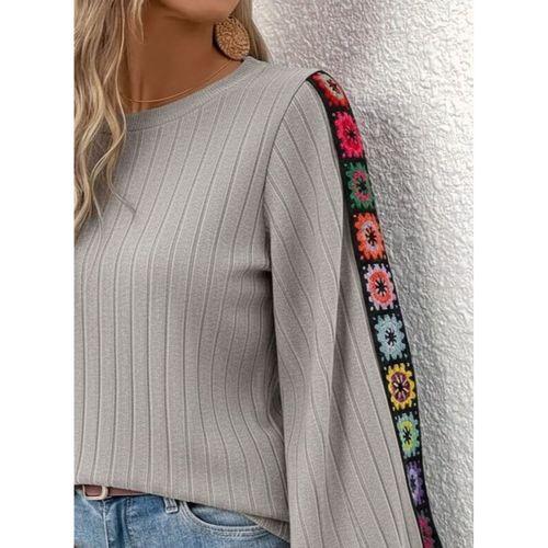 Kadın Uzun Kollu Kayık Yaka şardonlu Kaşkorse Bluz