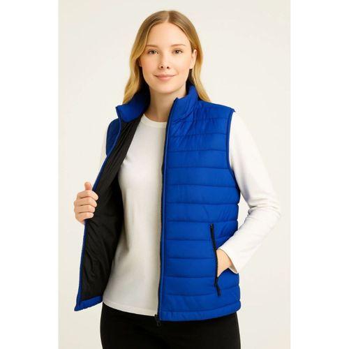 Şişme Fermuarlı Yelek Su Itici Kapitone Astarlı Kumaş Cepli Hafif Kışlık Spor Rahat Kalıp - Saks Mavisi