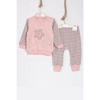 Kelebekli Çiçek Nakışlı Pamuklu 2'li Kız Bebek Takımı