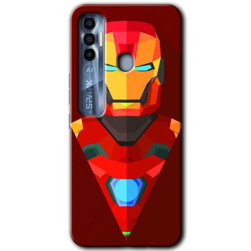 Tecno Spark 7 Pro Kılıf HD Desen Baskılı Arka Kapak - İron Man Çizim + Kırılmaz Cam