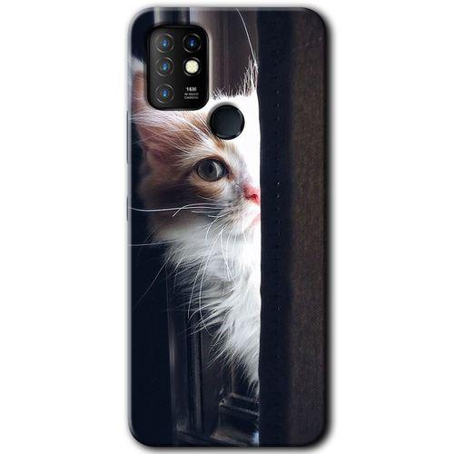 İnfinix Hot 10 Kılıf HD Desen Baskılı Arka Kapak - Kedi Bakışı