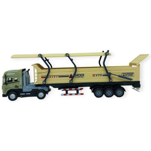 Metal Tır 1:24 - Sesli Işıklı Kum Taşıyıcı Tır 39 cm - Haki
