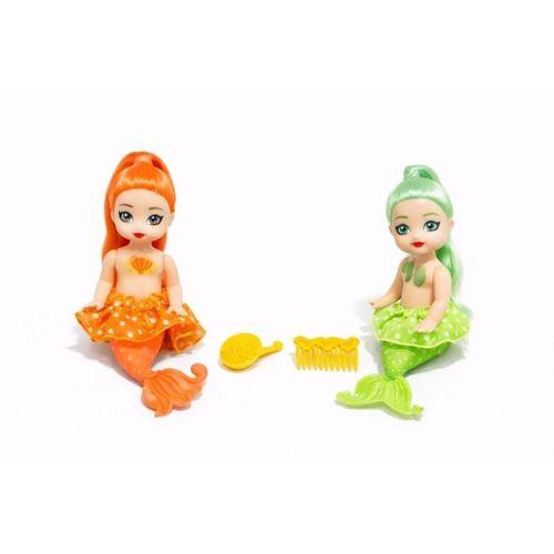 2'li Deniz Kızı Bebek Seti - Hareketli Eklemler ve Aksesuarlı -Turuncu & Yeşil