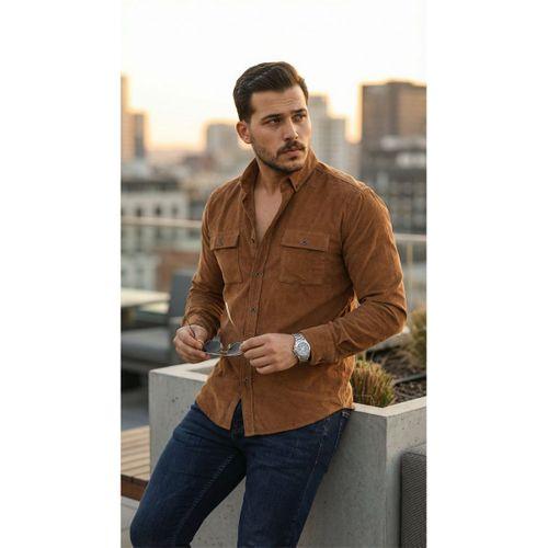 Erkek Kadife Desen Pamuklu Gömlek