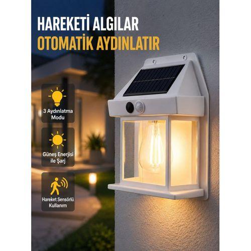 Üç Modlu Güneş Enerjili Duvar Lambası 1800mah Bataryalı Ve Hareket Sensörlü