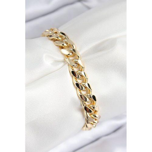 VIP Pirinç Zirkon Taşlı Klasik Zincir Model Gold Renk Kadın Bileklik