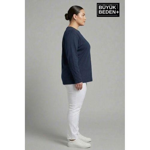 Kadın Büyük Beden 2 li Set Uzun Kollu 2 İplik Bisiklet Yaka Tişört SPR26BEA942+2