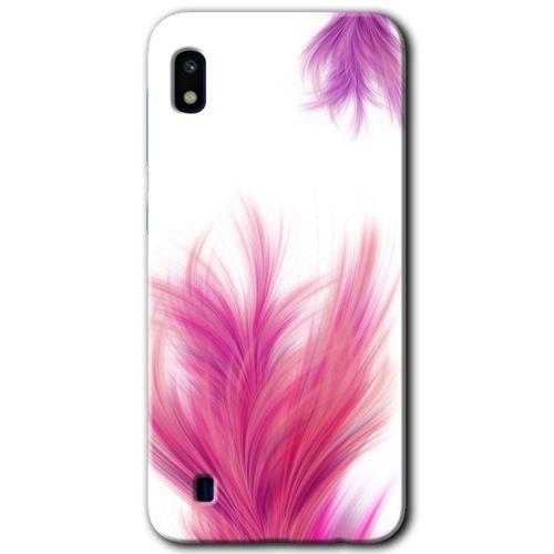 Samsung Galaxy A10 Kılıf Baskılı Kapak - Pembe Tüy + 5D Tam Kaplayan Cam