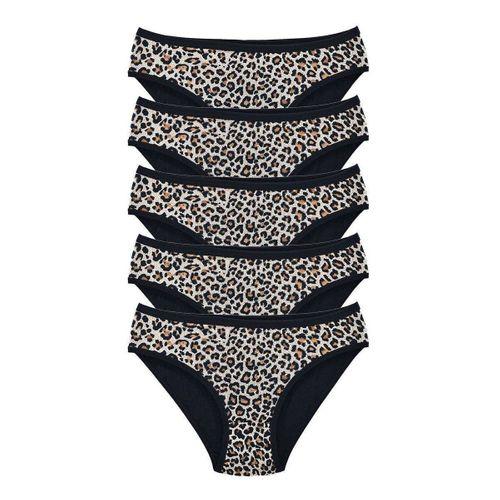 5 Adet Leopar Desenli Likralı Yumuşak Dokulu Kadın Slip Külot