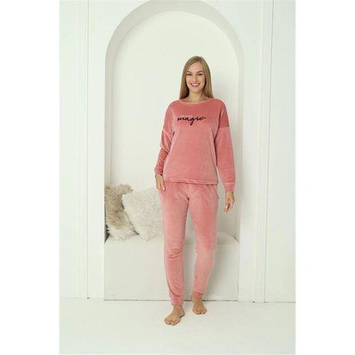 Kadın Kadife Pembe Pijama Takım