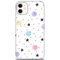 iPhone 11 Kılıf HD Baskılı Kılıf - Yıldız ve Daireler + Tam Ekran Koruyucu