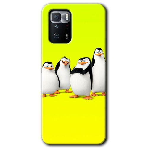 MRCİLETİSİM Poco x3 GT Kılıf Baskılı Kapak - Penguenler + 5D Tam Kaplayan Cam