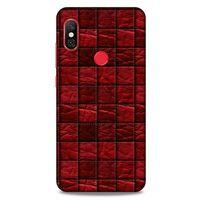 Xiaomi Mi A2 Lite Kılıf Patchwork (12) Koruyucu Silikon Kırmızı Bordo