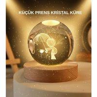 Usb Led 3d Küçük Prens Kristal Küre Ahşap Standlı Gece Lambası