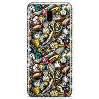 Samsung Galaxy J6 Plus Kılıf Sporcu Doodle Arka Kapak Koruma Desenli Full Koruyucu