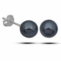 Gümüş Siyah İnci 7 mm Kadın Küpe