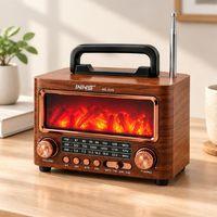 Şömineli Retro Radyo Bluetooth Hoparlör - AM/FM/SW USB/Type-C Şarjlı