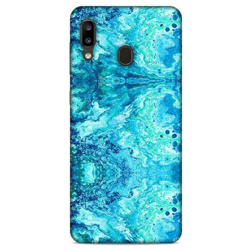 Mermer Desenli (36) Tema Glitter Kılıf Deniz Mavisi Samsung Galaxy A20 Kılıf