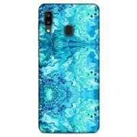 Mermer Desenli (36) Tema Glitter Kılıf Deniz Mavisi Samsung Galaxy A20 Kılıf