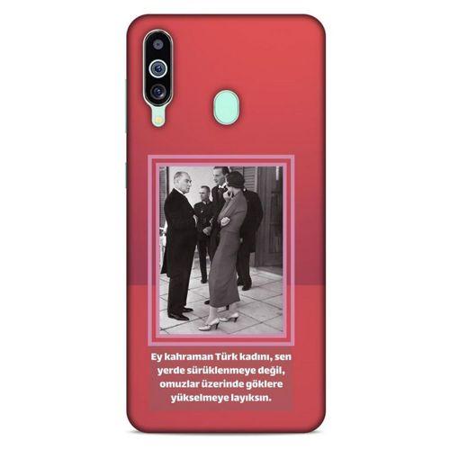 Samsung Galaxy M40 Kılıf Atatürk (5) Koruma Kabı Açık Kırmızı