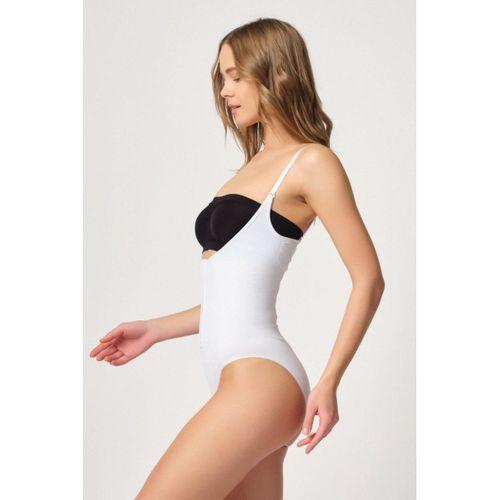 Beyaz Göğsü Açık Agraflı Body Korse