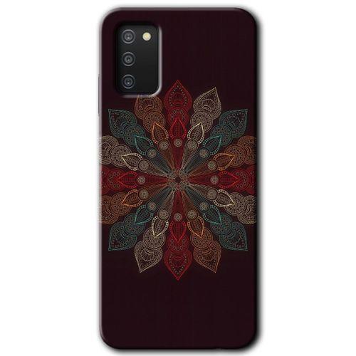 Galaxy A02s Kılıf HD Desen Baskılı Arka Kapak - Mandala Flower Wal + Kırılmaz Cam