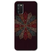 Galaxy A02s Kılıf HD Desen Baskılı Arka Kapak - Mandala Flower Wal + Kırılmaz Cam