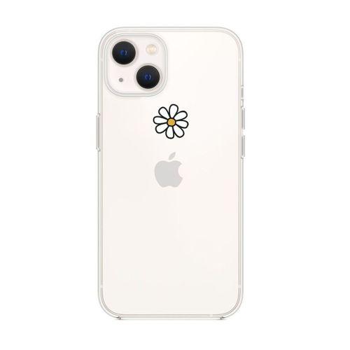 iPhone 13 Mini Papatya Desenli Premium Silikonlu Şeffaf Telefon Kılıfı