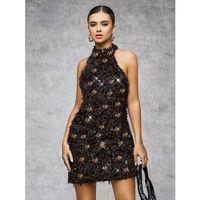 Özel Tasarım Gümüş Işıltılı Sırt Dekolteli Fantezi Mini Club Elbisesi